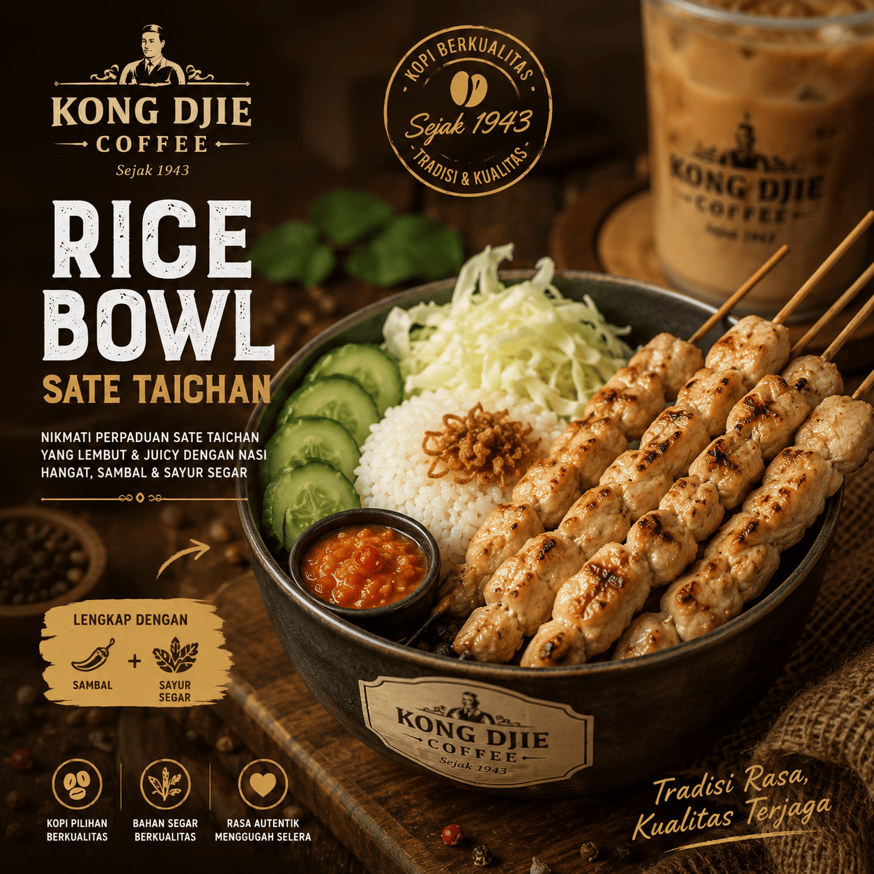 Rice Bowl Sate Taichan Kedai Kopi Kong Djie
